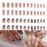 Künstliche Nägel, natürlicher Glitzer, kurzes Aufdrücken, selbstklebende Glitzernägel aus Acryl für Frauen und Mädchen, Nagelkunst-Zubehör, 48 Stück