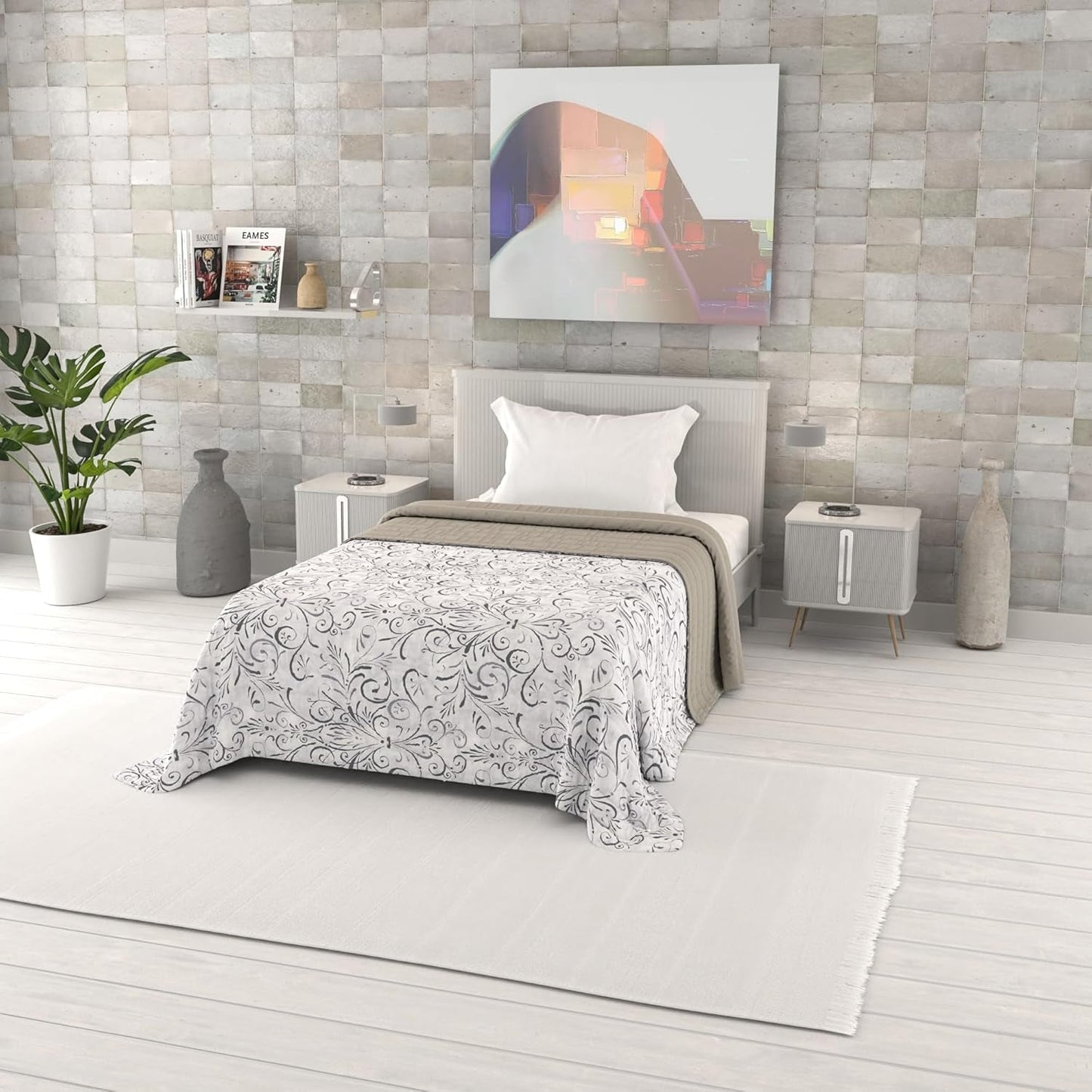 Fantasiebedruckte Sommerdecke, Polyesterfüllung, Blütenblätter, 260 x 270 cm. Steppdecken und Steppdecken Naty Shop Ornato 220 x 270 cm