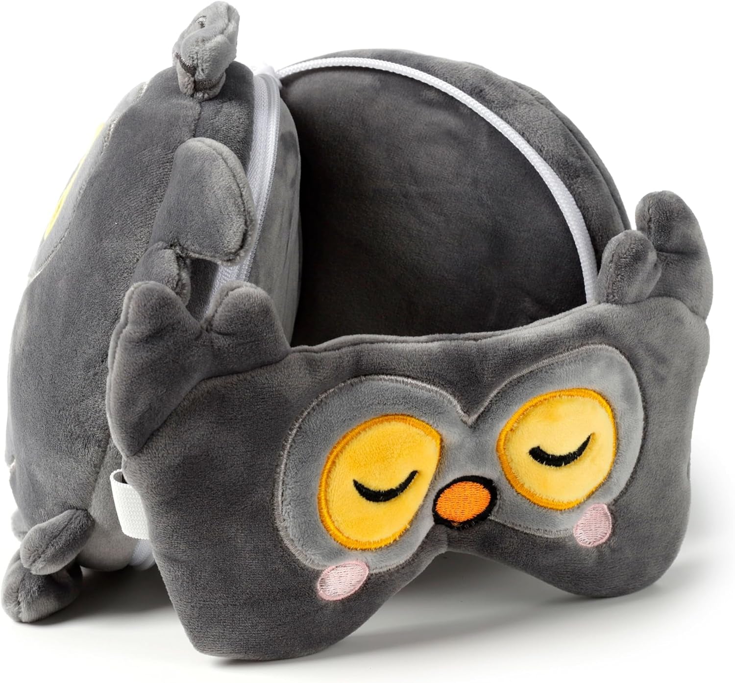 Relaxeazzz Masken-Reisekissen – Winston Owl – Reisekissen mit niedlichen Tieren, Naty Shop