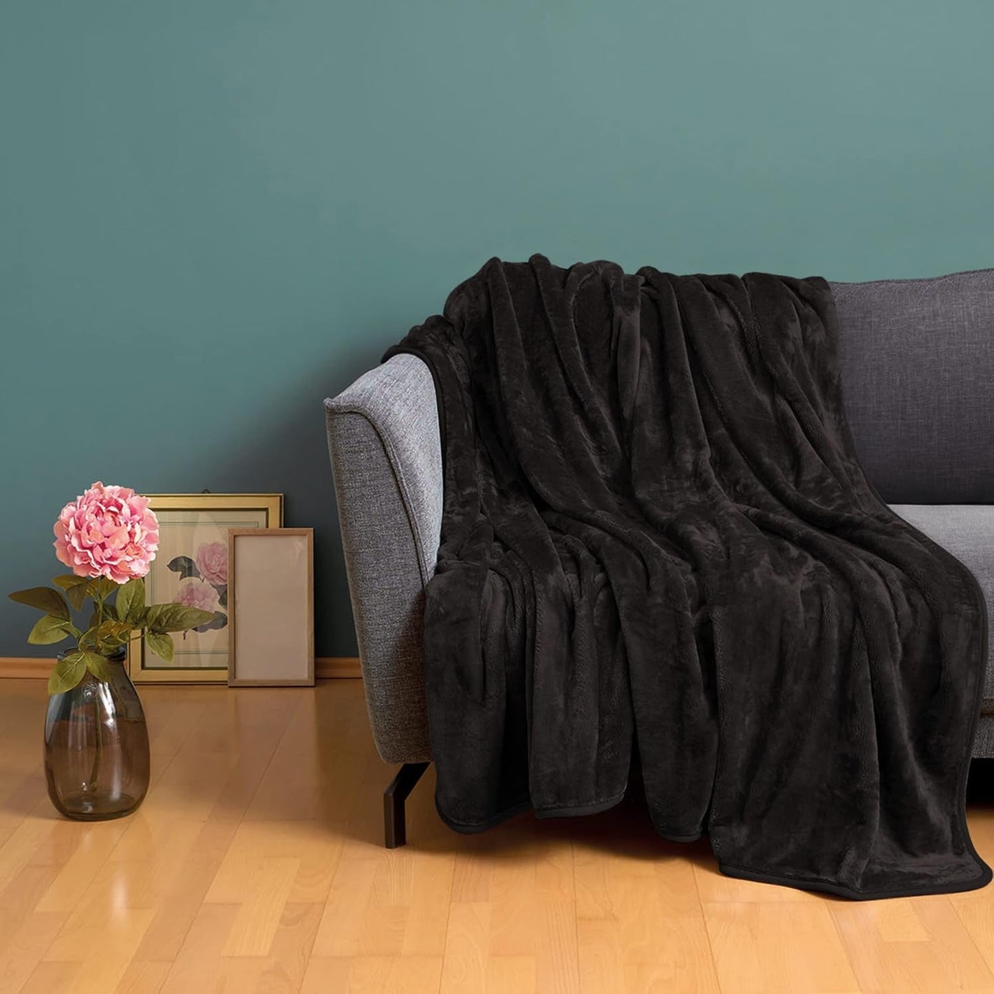 Amago - Bequeme Decke, Kaschmiroptik, 180 x 220 cm - Schwarze Betten und Decken Besuche den Gözze-Store