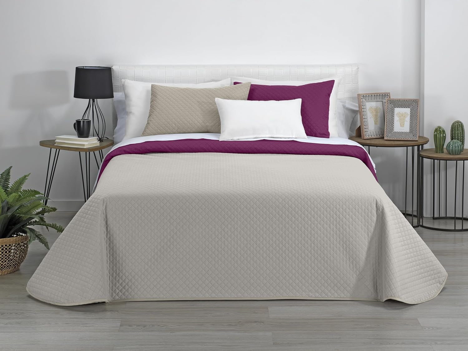 AVA | Boutique Wendedecke | Für alle Jahreszeiten | Farbe - Grau/Fuchsia | Für 140/150/160 cm breite Betten. Bett. (250 x 270 cm. Ancho X Alto) | Steppdecke Steppdecken und Steppdecken Naty Shop