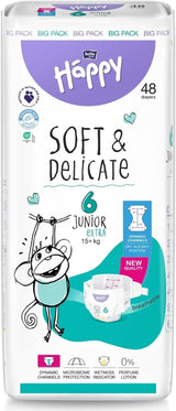 Bella Baby Happy Premium Windeln, Größe 6, Junior Extra, 15+ kg, 96 Stück, DERMATEST und OEKO-TEX Siegel, Einweg-Babywindeln
