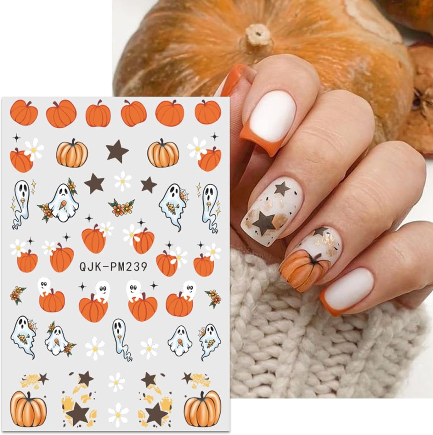 JMEOWIO Nagelsticker Halloween 9 Blatt Nail Art Sticker Selbstklebend Nagelaufkleber Süßes Gespens Kürbis Dekoration Nageldesign Zubehör