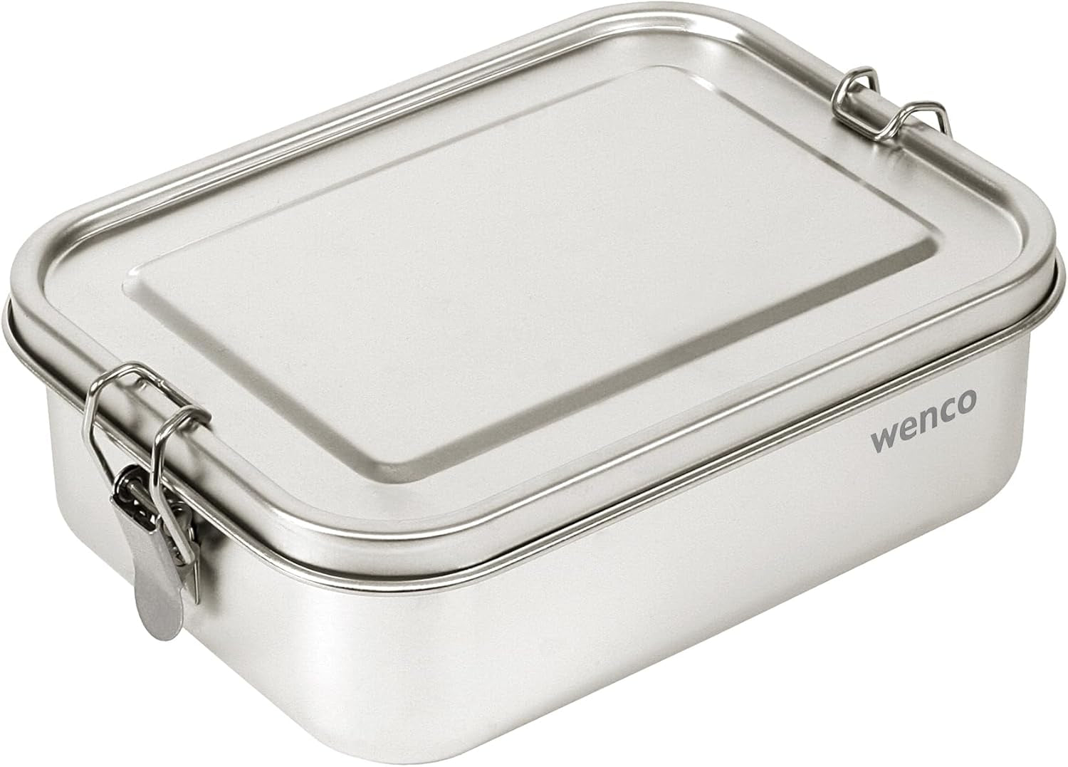 Wenco Edelstahl-Lunchbox, 2 Fächer, großes Fassungsvermögen, 850 ml, Lunchbox, wasserdicht, spülmaschinenfest, inklusive Ersatz-Silikonring, 18,5 x 14 x 5,5 cm, silberfarben (2 Stück), Frischhalteboxen, Naty Shop