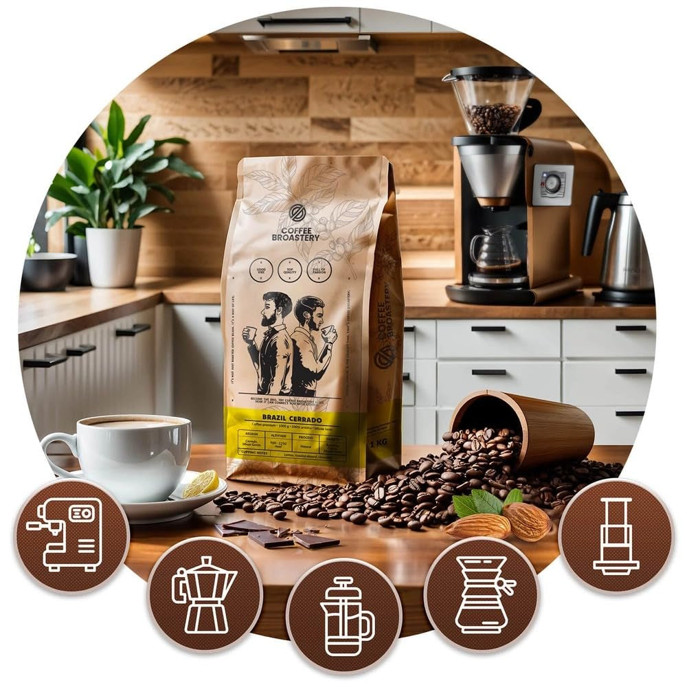 Satz Kaffeebohnen 2x1kg 2000g | Brasilien Mogiana | Brasilien Cerrado | Brasilien | Spezialkaffee | Frisch frittiert
