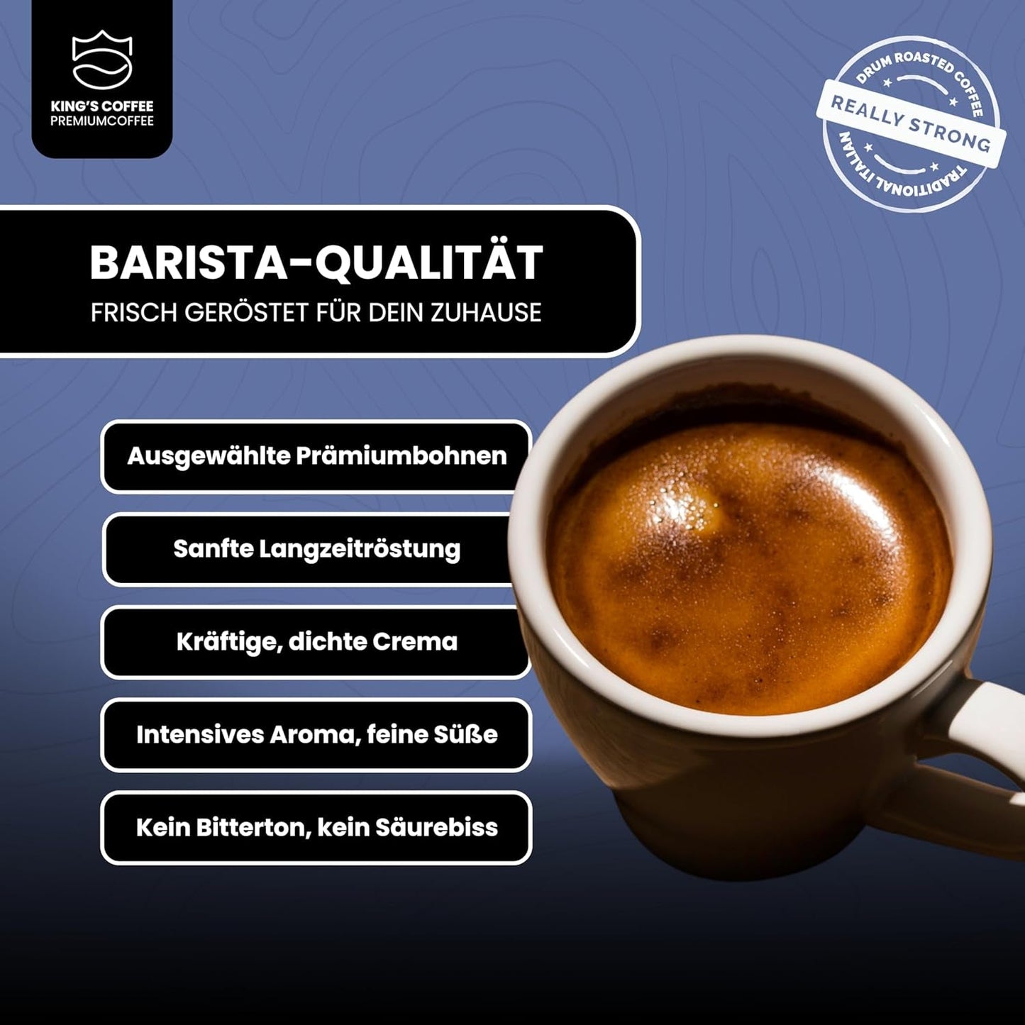KING'S COFFEE - AMESTEC RS ESPRESSO - 1 kg starke und aromatische Kaffeebohnen - Kaffee mit niedrigem Säuregehalt - Kaffee aus ganzen Bohnen - Kleinserienröstung aus Italien - Espressobohnen für Vollautomaten und Siebträgermaschinen