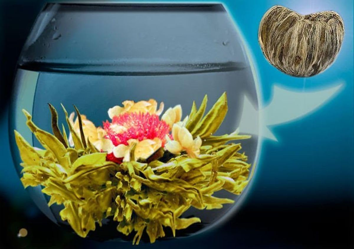 Teeblüten Goldbarren 1 Stück 6 g | Grüne Teeblätter | Jasminblüten | Europäische Schlingpflanze | Grüner Tee Tee mit Blumen | Grünteeblüten | Ideal für Teeliebhaber