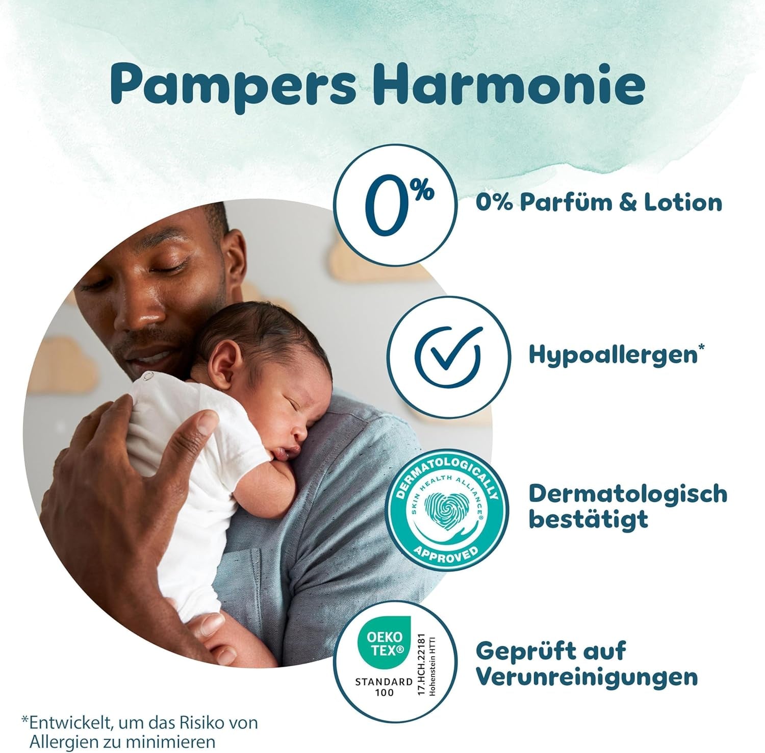 Pampers Harmony Windeln, Größe 4, 174 Windeln, 9 kg–14 kg, sanfter Hautschutz mit 100 % Pampers-Schutz
