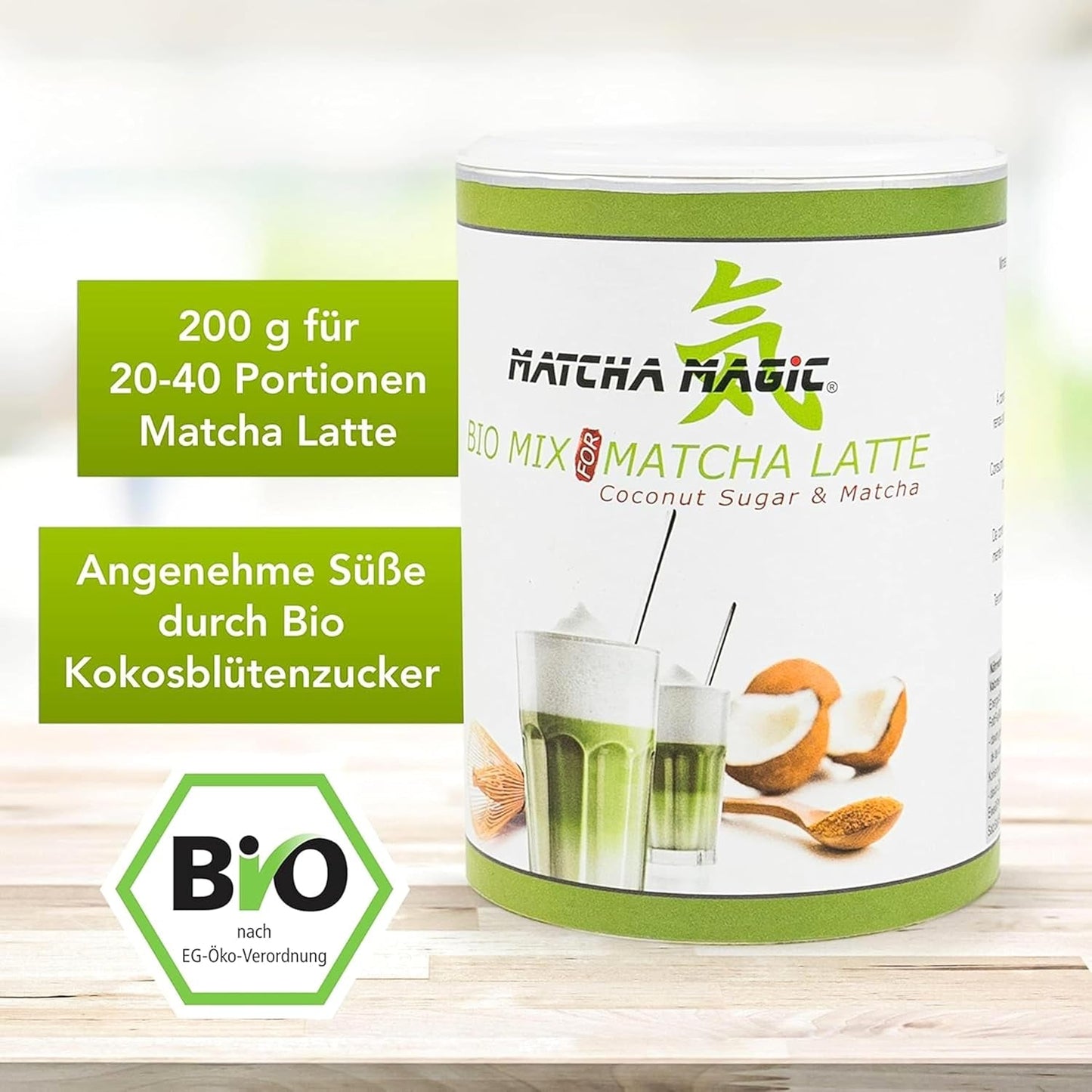 Matchamagic – Bio-Matcha-Latte-Pulver aus Japan mit Kokosblütenzucker für einen leckeren Tee