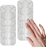 12 Größen Nail Art Perlen, Flache Perlen, Nail Art Accessoires, Halbkreis Nagelperlen, Weiße Nail Charms Und Glitzersteine ​​​​Nägel Für Nail Art Design, DIY Basteln, Alltag, Hochzeit (2 Boxen)