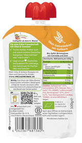 FRECHE FREUNDE Bio-Fruchtbeutel zum Quetschen, Apfel, Zimt, Birne, Reis, Dinkel, Fruchtpüree mit Müsli, für Babys ab 6 Monaten, vegan, 6er-Pack (6 x 100 g)