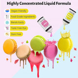 Lebensmittelfarbe 9 x 10 ml, flüssige Lebensmittelfarbe – Lebensmittelfarben-Set zum Dekorieren von Kuchen, Macarons, Donuts, Fudge, Zuckerguss, DIY-Seifen, Eiscreme, Seifenfarbe, Spritzpistolenfarbe
