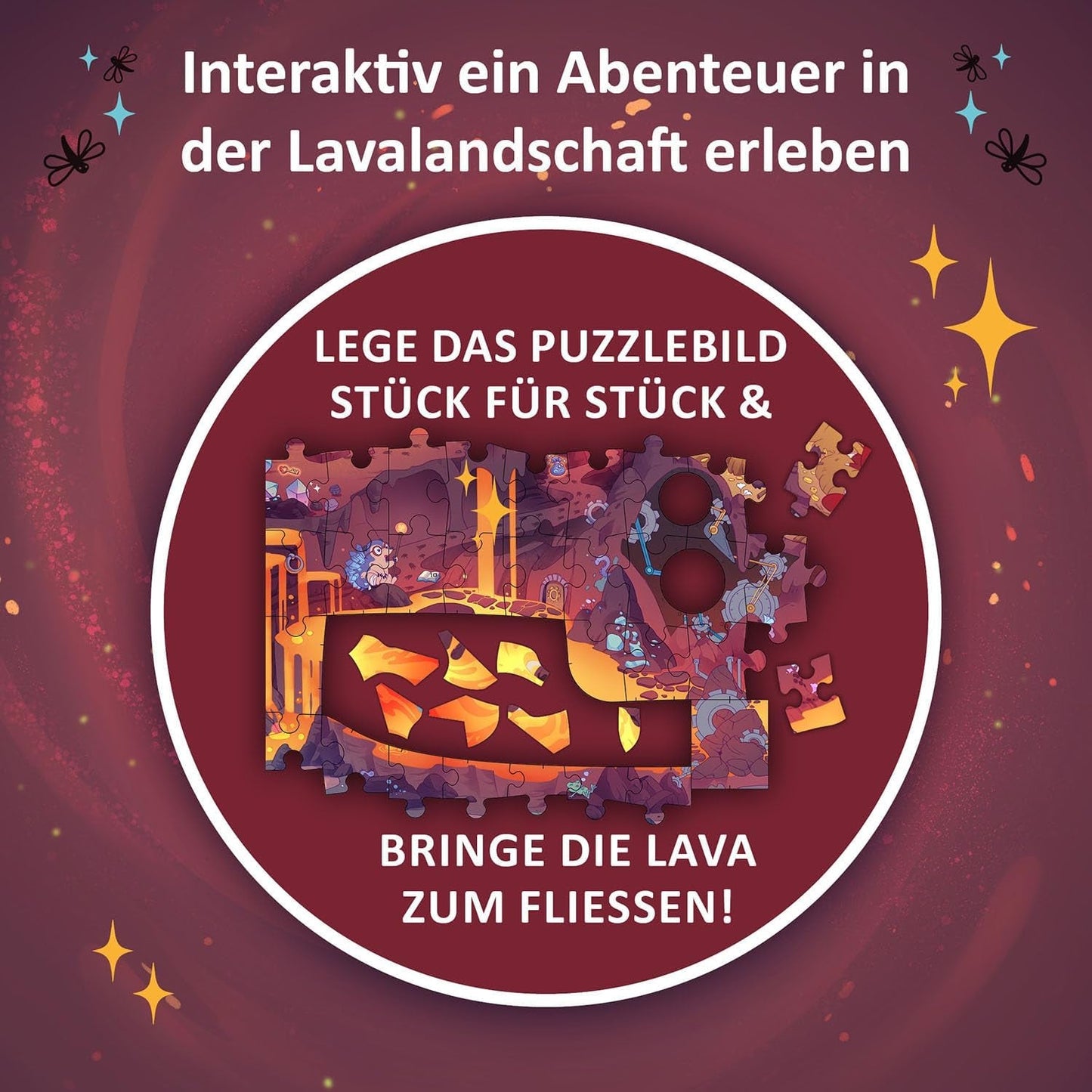 KOSMOS 684853 Den Tiefen Des Vulkans Abenteuerpuzzle, 258 Teile, interaktives Abenteuerpuzzle für Kinder ab 8 Jahren, Entdecken Sie eine Abenteuergeschichte mit jedem Puzzleteil. Puzzle Naty Shop