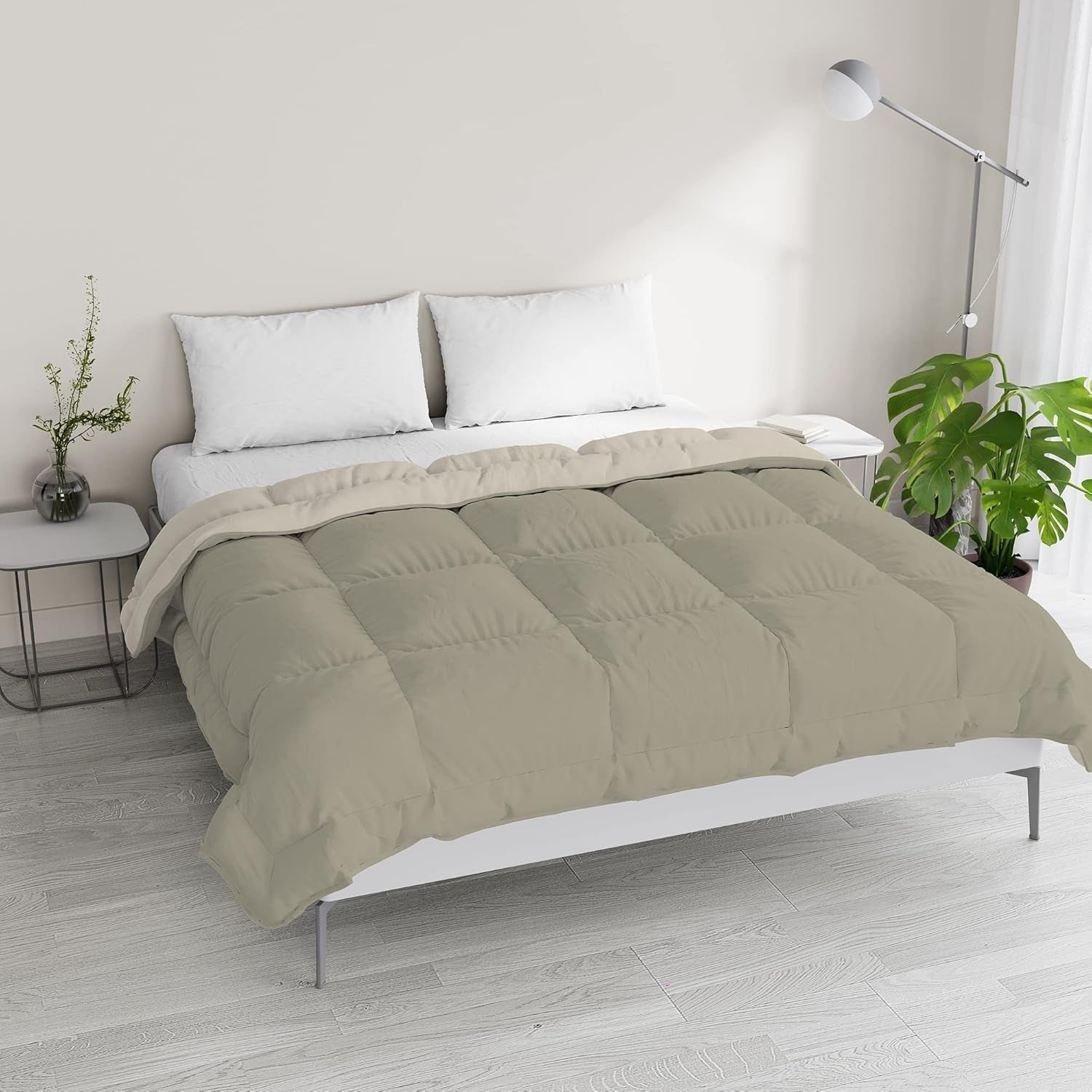 Italienische Bettwäsche, Winterdecke, Taupe/Creme, 250 x 200 cm. Steppdecken und Steppdecken Naty Shop