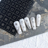 6 Blatt Airbrush-Schablone, Nagelaufkleber, Schmetterling, Flamme, Sterne, Herz, Sterne, Nagelaufkleber, Druckschablone, Werkzeug, Nagelkunst, selbstklebende Aufkleber für Frauen, Nagelkunst-Designaufkleber