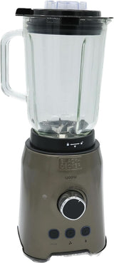 BLACK+DECKER Standmixer | 500W | 2 Geschwindigkeiten | Pulsfunktion | Glaskrug | 1,5L | Edelstahlmesser mit 4 Klingen | Herausnehmbar und leicht zu reinigen | Weiß Und Grau Kitchen Naty Shop 1200W Edelstahl