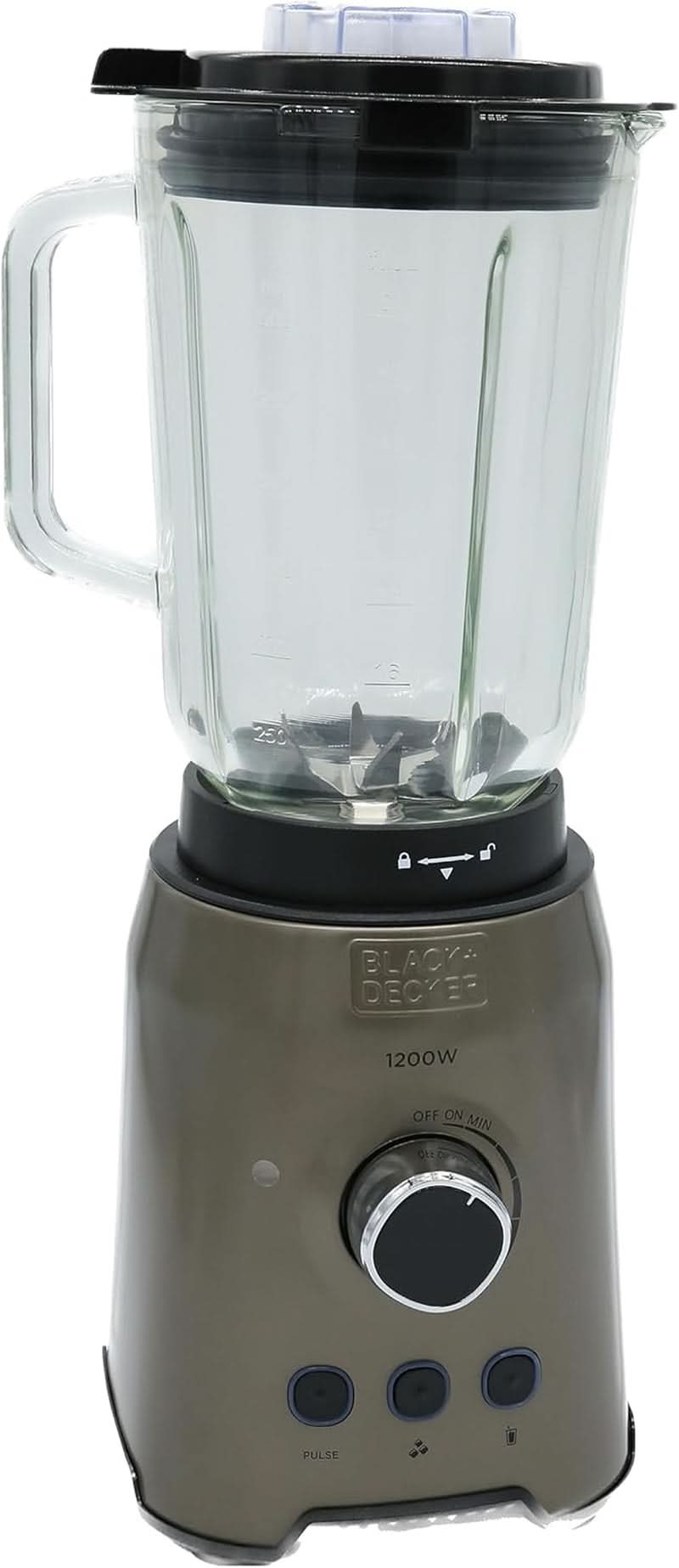 BLACK+DECKER Standmixer | 500W | 2 Geschwindigkeiten | Pulsfunktion | Glaskrug | 1,5L | Edelstahlmesser mit 4 Klingen | Herausnehmbar und leicht zu reinigen | Weiß Und Grau Kitchen Naty Shop 1200W Edelstahl