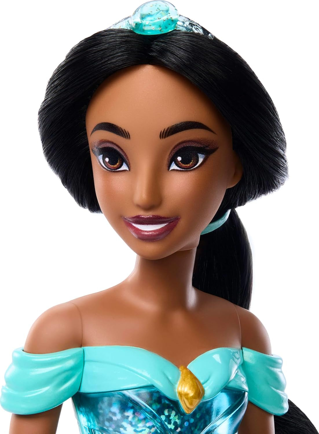 Mattel Disney Princess Toy Jasmine bewegliche Modepuppe mit glitzernder Kleidung und Accessoires, von Disney-Filmen inspiriertes Geschenk für Kinder HLW12