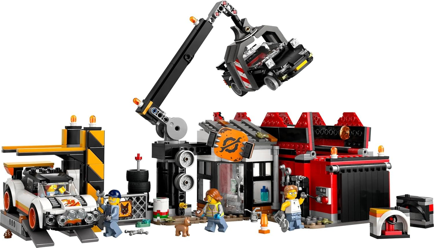 LEGO City Schrottplatz mit Autos – Spielzeug mit Schrottpresse und Kran, 2 Spielzeugautos, 4 funktionierenden Minifiguren und Bürogebäude – Geburtstagsgeschenke für Jungen und Mädchen ab 8 Jahren 60472 Besuche den LEGO-Store Bausets