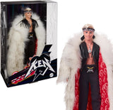 Barbie aus dem Film: Ken-Puppe zum Sammeln, trägt Kunstpelzmantel und schwarze Fransenweste mit Bandana, HRF31 Naty Shop Dolls Toy_Figure