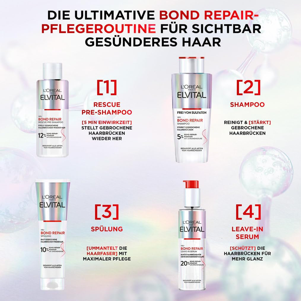 L'Oréal Paris Elvital Bond Repair Shampoo, sanfter Reiniger für die Haarreparatur L'Oréal Dusche und Bad