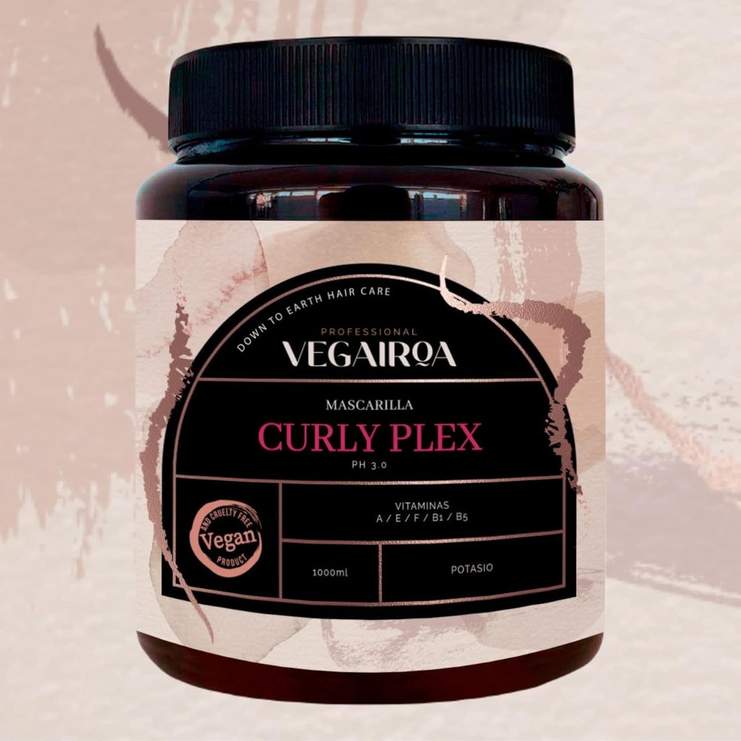 VEGAIROA – Curly Plex Mask – Maske für definierte Locken ohne Frizz – Tiefenwirksame Feuchtigkeitspflege – Für lockiges oder welliges Haar – Professionelles veganes Friseurprodukt – 1000 ml Naty Shop Haarmaske
