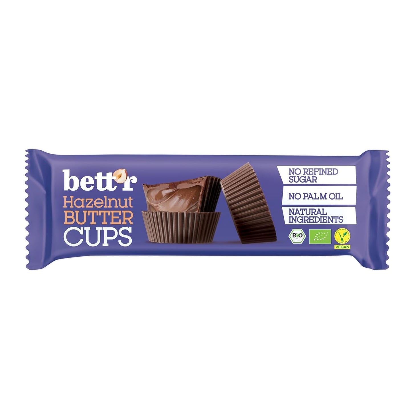 Bio-Haselnuss-Butterblumen ohne Schuldgefühle von Bett'r. 100 % vegan, glutenfrei und laktosefrei – 12 x 39 g