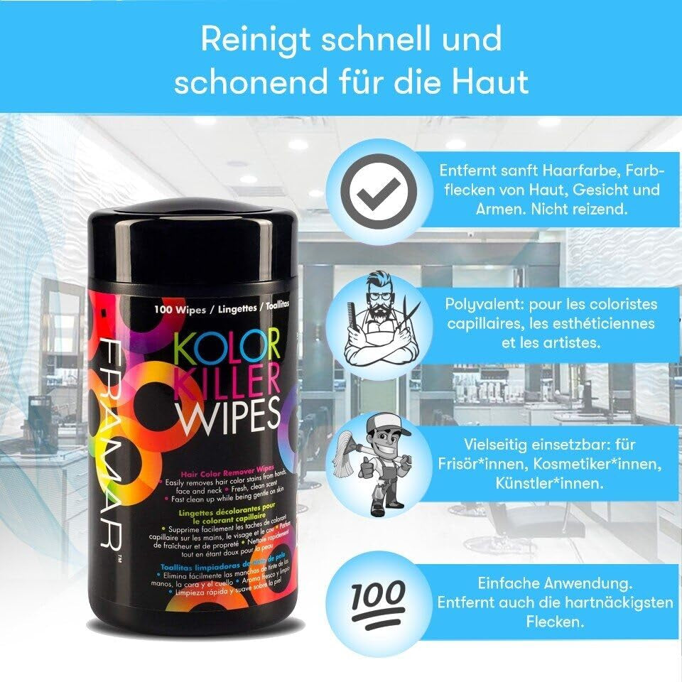 FRAMAR Entferner für gefärbtes Haar - Entferner für gefärbtes Haar, Entferner für gefärbtes Haar, Entferner für gefärbtes Haar, Zubehör zum Färben von Haaren, Entferner für gefärbtes Haar, Entferner für gefärbtes Haar - 100 Tücher Haarfärbemittel Naty Shop