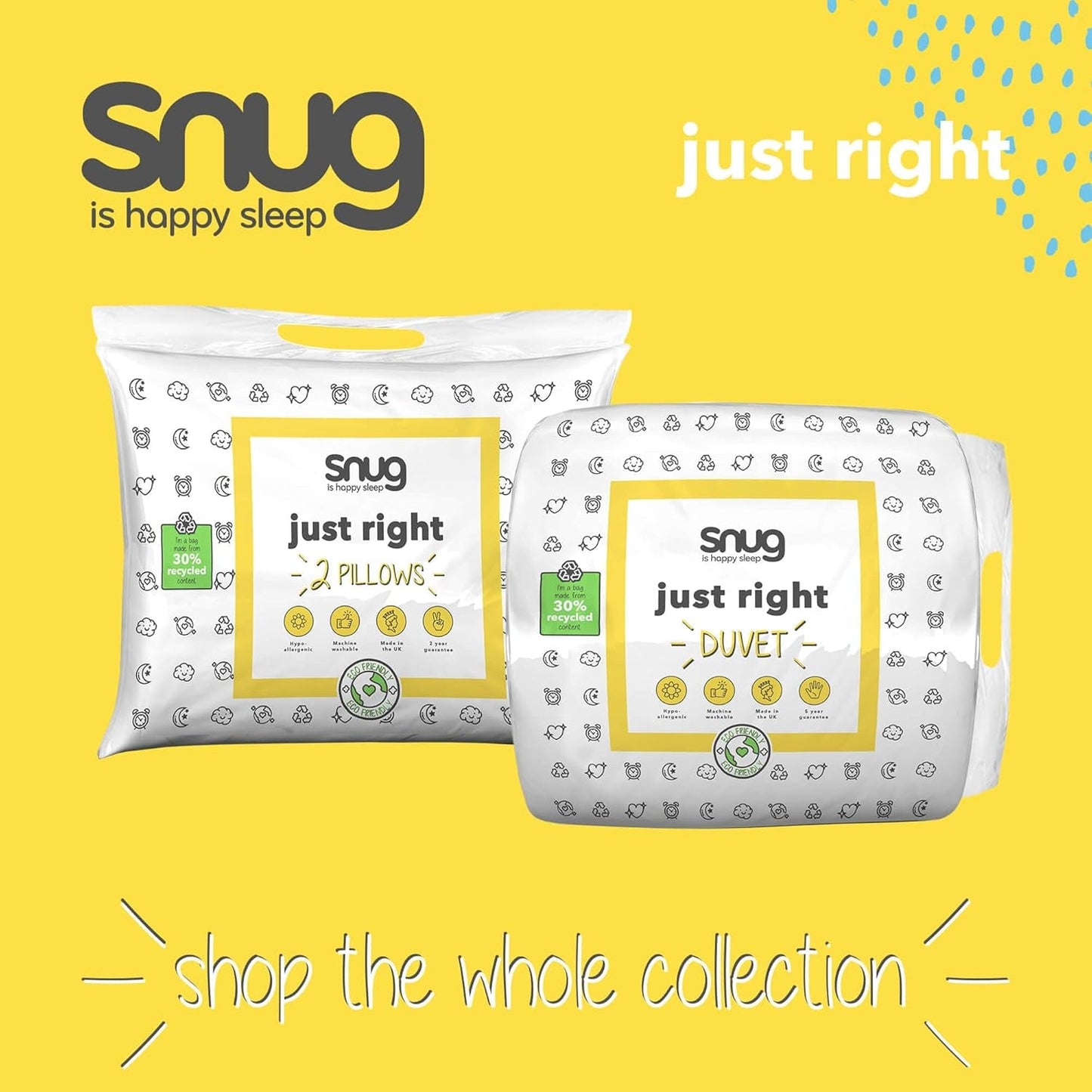 Just Right Snug Duvet, 10,5 Tog, Hohlfaser, weiß, Doppelbett Bettdecken und Steppdecken Naty Shop