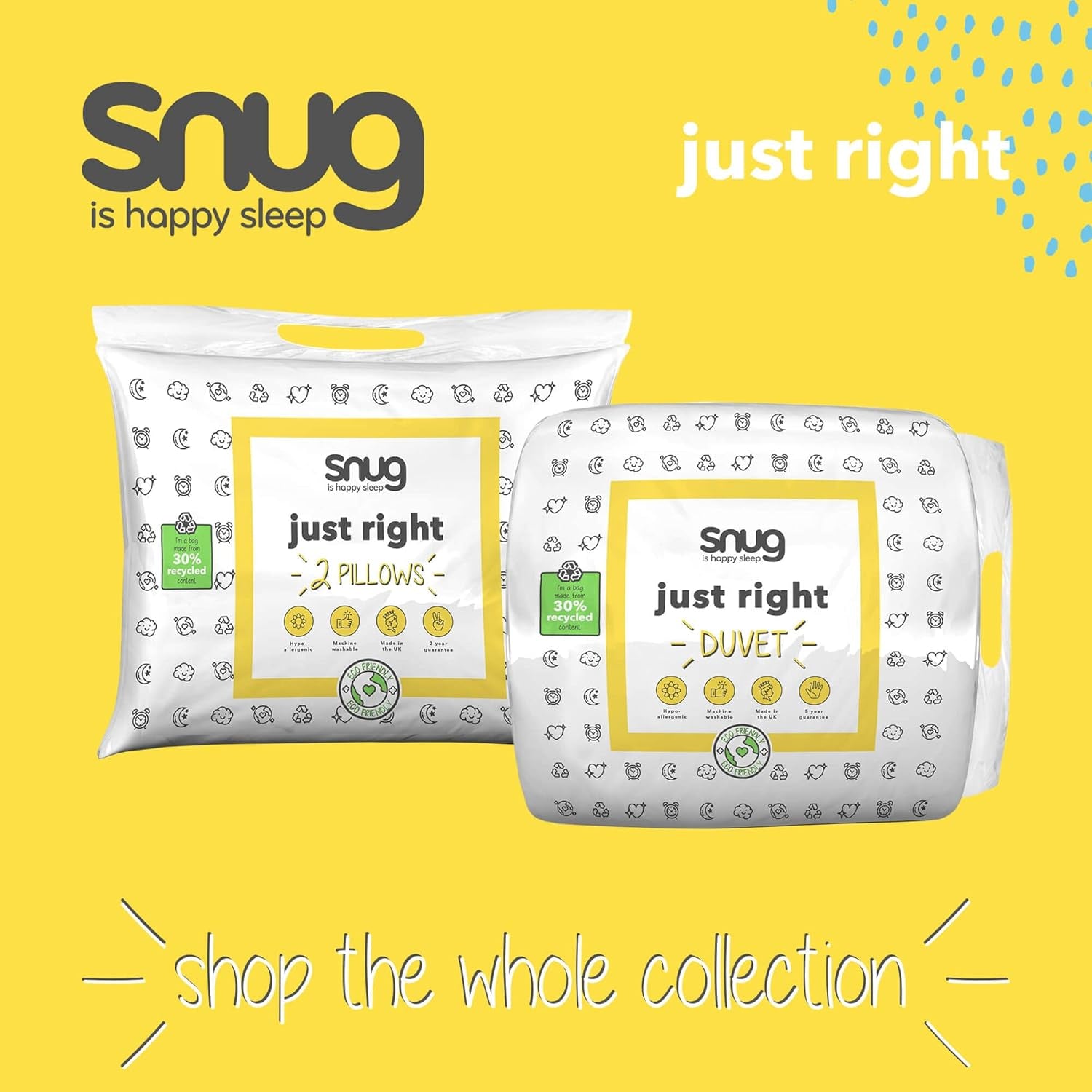 Just Right Snug Duvet, 10,5 Tog, Hohlfaser, weiß, Doppelbett Bettdecken und Steppdecken Naty Shop