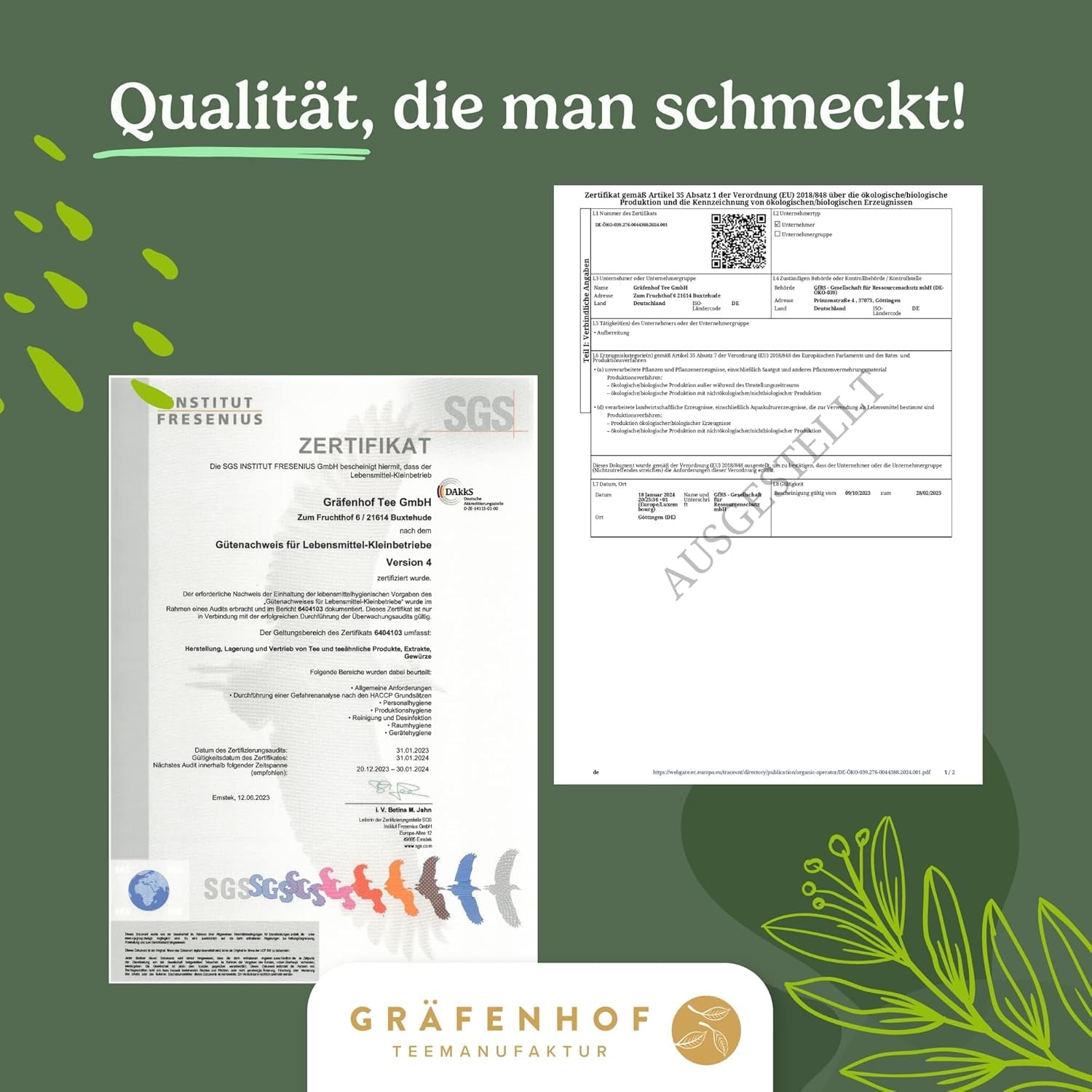 Bio-Yerba-Mate-Tee, das Original, 1 kg loser Mate-Tee, hoher Koffeingehalt, ungeröstet, luftgetrocknet, im Labor getestete Mate-Blätter, verpackt in Deutschland, Premium-Qualität von Gräfenhof