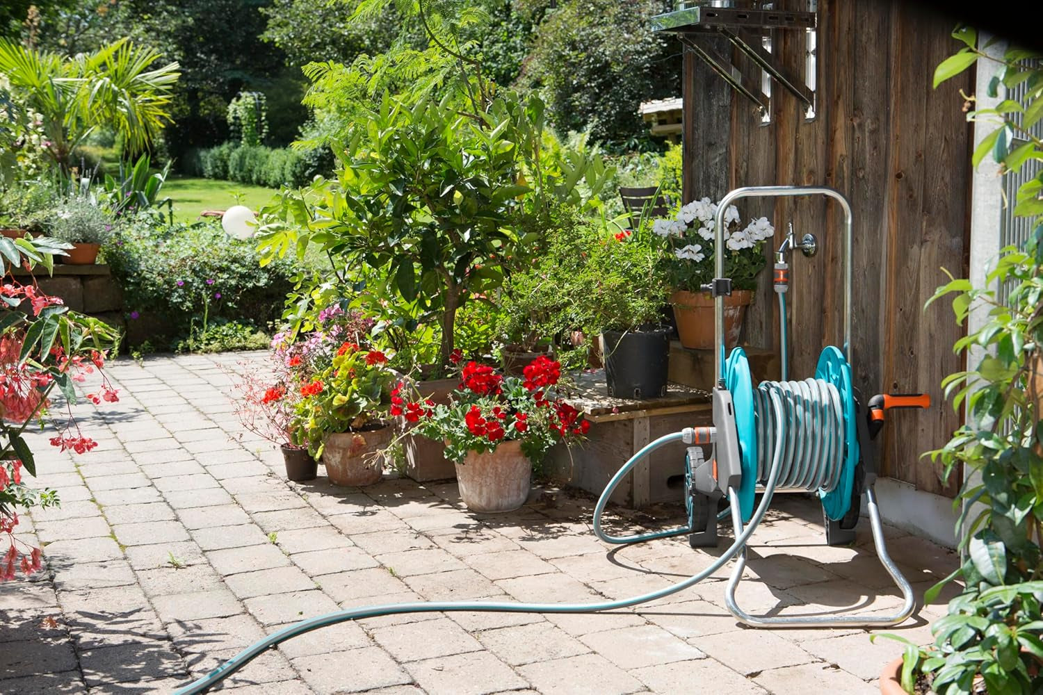 Anschlussset Gardena Classic 13 mm (1/2 Zoll), 1,5 m: Schlauchadapter zum Anschluss von Schlauchtrommel, Schlauch mit Systemkomponenten, 22 bar (18011-20)