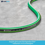CELLFAST Gartenschlauch, 5-lagiger Wasserschlauch, doppelt geflochten, grenzüberschreitender Bewässerungsschlauch, UV-beständig, Anti-Algen, flexibel, 30 bar, 3,4 Zoll, 50 Meter, Grün