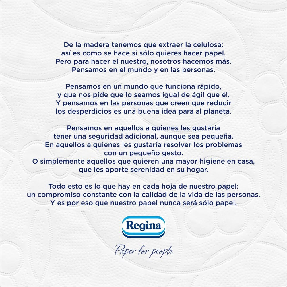Regina Feeling – 42 Rollen Toilettenpapier, 175 Blatt mit drei Schichten, natürlicher Baumwollextrakt und zarter Duft, 60 % recycelte Kunststoffverpackung, 100 % FSC-zertifiziertes Papier