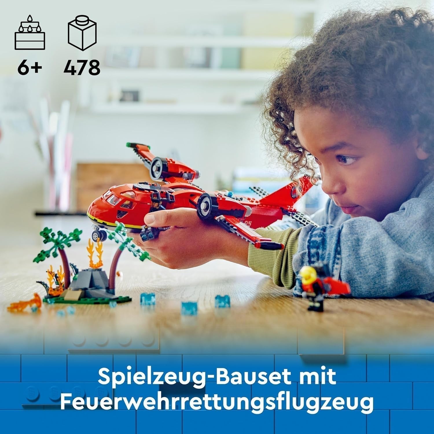 LEGO City Feuerwehrflugzeug, Kinderspielzeug-Flugzeug-Feuerwehrset, Bauset mit 3 Feuerwehrfiguren und Feuerdekoration, tolle Geschenkidee für Jungen und Mädchen ab 6 Jahren 60413 Bausets Besuchen Sie den LEGO-Store