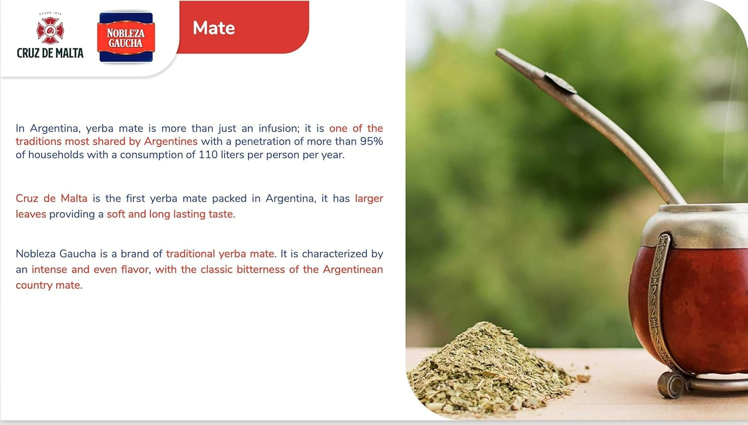 Argentinischer Mate-Tee mit Stielstücken, 1 kg.