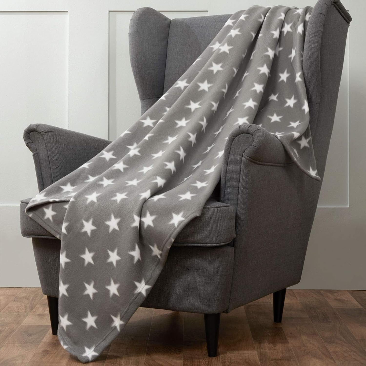 DREAMSCENE gemütliche Decke flauschige Decke Fleecedecke - Wohnzimmerdecke warm winterlich weich, Sofadecke, Sofadecke, Kuscheldecke Kinder, Wohnzimmer & Kuscheldecken 120X150Cm, Sofaüberwurf Decke graue Sterne Betten und Decken Besuchen Sie den DREAMSCENE-Store