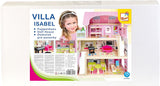 Bino World of Toys Puppenhaus mit Balkon, Spielzeug für Kleinkinder ab 3 Jahren, mit 3 Etagen, Treppen, 4 Zimmern und Balkon inkl. 15-TLG. Zubehör, Zur Förderung der Fähigkeiten von Kindern, Puppenhäuser im rosa Design von Naty Shop