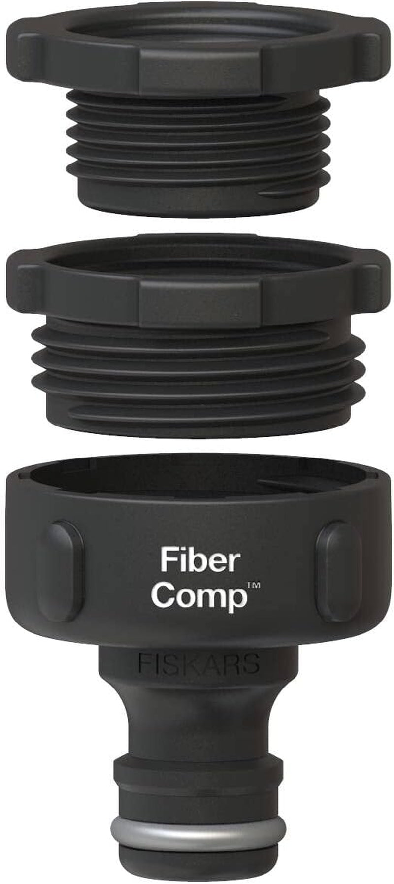 Fiskars Wasserhahnanschluss, für Wasserhähne, Ø 21 mm (G 1/2"), FiberComp, Universalgröße, 10 g, Schwarz/Orange, 1027053