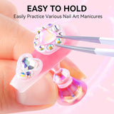 Makartt Acryl-Nagelhalter, magnetischer Nagelhalter, Nagelhalter, transparenter rosa Nagelhalter mit 48 Stück Klebemasse