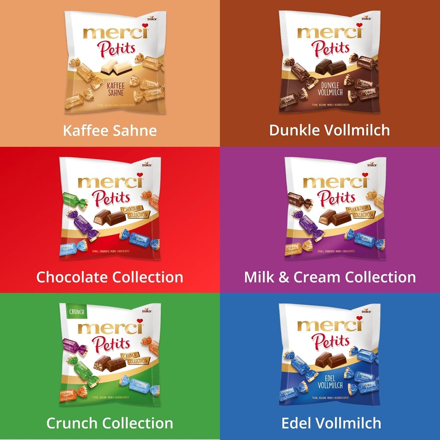 Merci Petits Kaffeecreme – 12 x 125 g – kleine weiße Schokoladenpralinen auf feiner Schokolade mit Kaffeecreme – einzeln verpackte Schokoladenpralinen
