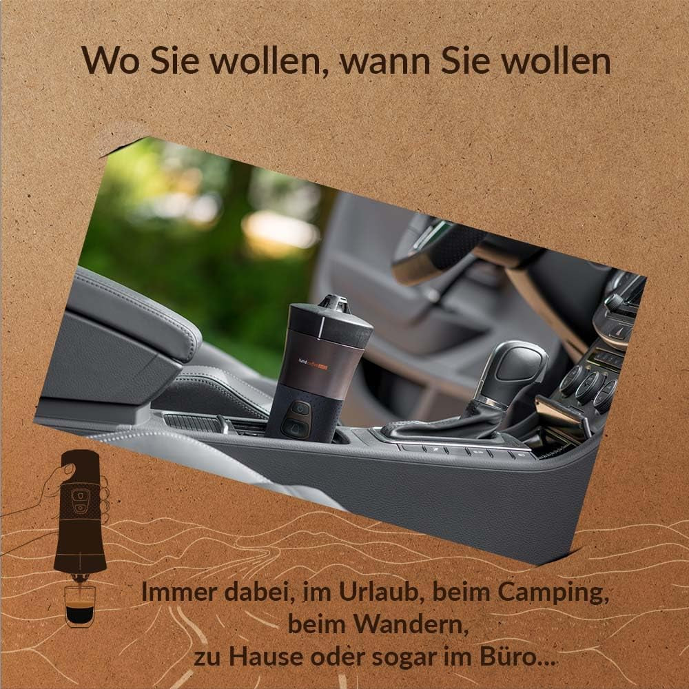 Handpresso - Handkaffee Auto 21000 | 12V Auto-Espressomaschine - 12-Volt-Espressomaschine für Autos | Senseo Pad-Espressomaschine für Autos – 12-V-Reise-Espressomaschine | 12-Volt-Espressor für Wohnmobile