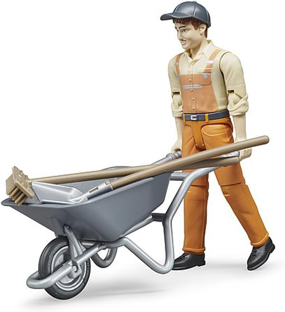 Bruder 62130 – Bworld Figurenset Kommunalarbeiter – Spielzeugfigur im Maßstab 1:16, Baufahrzeug, Bauarbeiter, Bauernhof, Mann. Actionfiguren Naty Shop