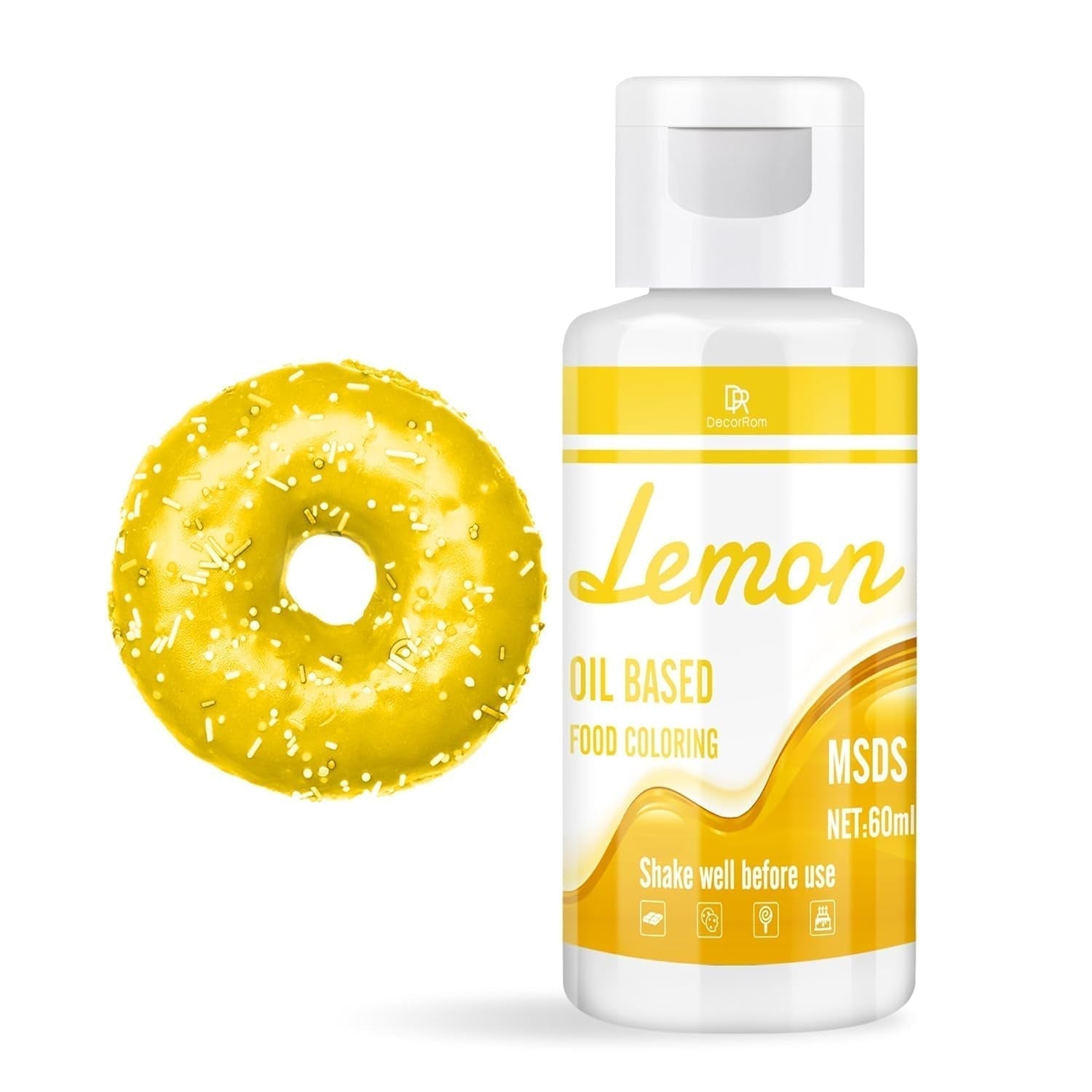 Fettlösliche Lebensmittelfarbe Für Schokolade - 60Ml Ölbasis Lebensmittelfarben Für Fondant, Torten Dekoration, Backen - Flüssige Lebensmittelfarbe Für Kakaobutter, Buttercreme, Kuchen (Schwarz) Naty Shop Gelb