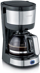 SEVERIN Kompakt-Espressomaschine, aromatischer Kaffee mit Kaffeemaschine für bis zu 4 Tassen, Espressomaschine mit Filter und Permanent-Schwingfilter, Edelstahl/Schwarz, KA 4808