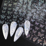 6 Blatt Schmetterling Nagelsticker Selbstklebend Laser Silber Schmetterlings Nagelaufkleber 3D Aurora Silber Schwarz Schmetterlinge Nagel Aufkleber Frühling Nageldesign Nail Sticker Nail Art Zubehör