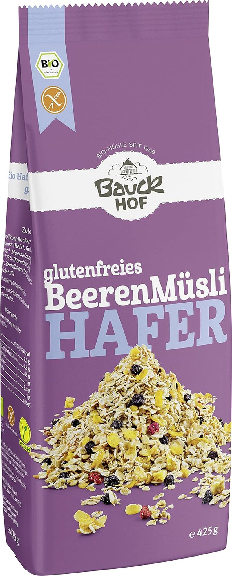 Hof Hafermüsli mit Beeren, glutenfrei (425 g) - Bio