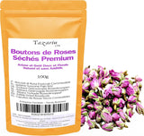 100 g essbare Premium-Rosenknospen – getrockneter Atlas-Rosenblütenaufguss – süßer und blumiger Geschmack und Aroma – 100 % natürlich, rein und ohne Zusatzstoffe | Tazarin Ltd