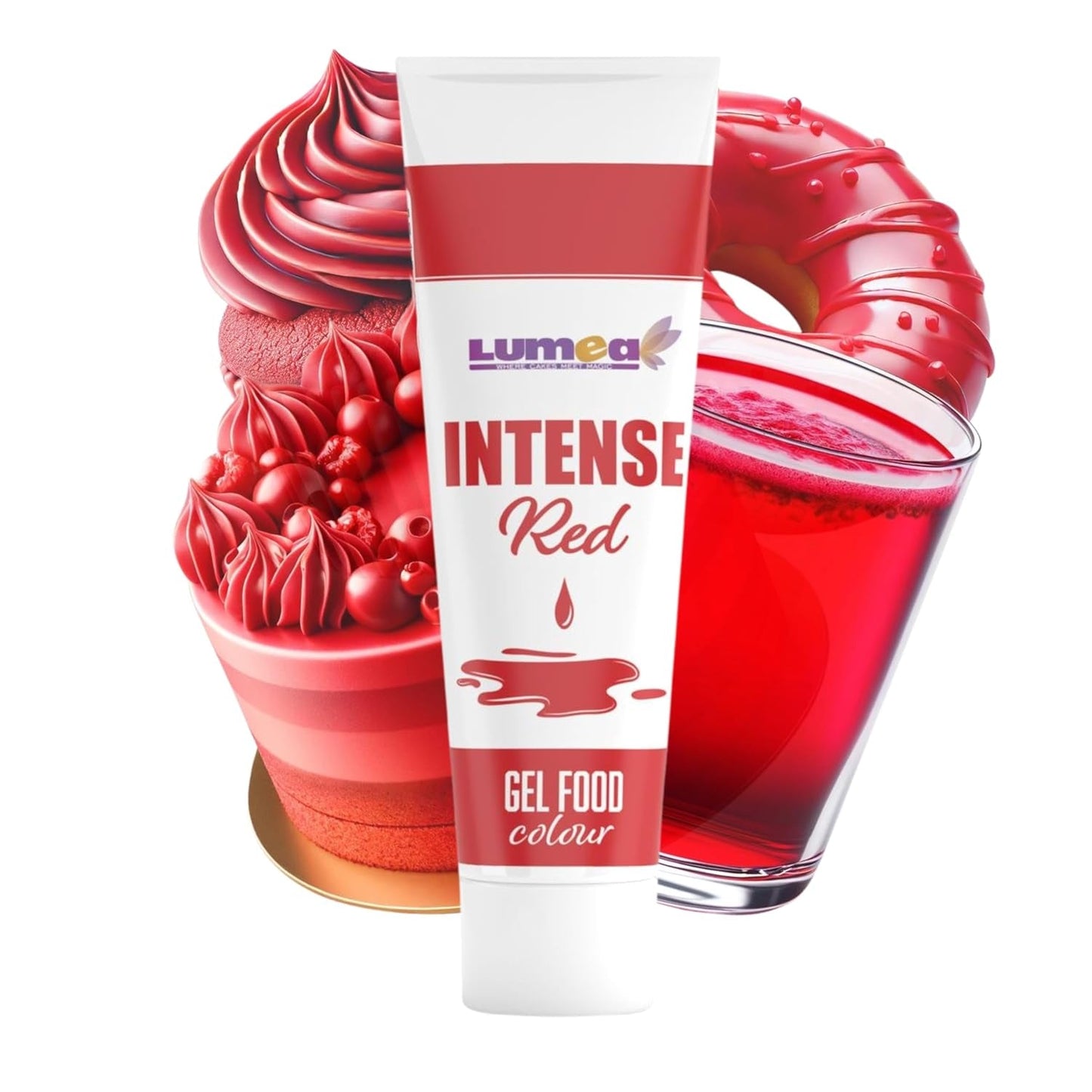 Dekozauber 24 rote Lebensmittelfarbe, Gel, 30 g, vegan, zuckerfrei, hochkonzentriert, rote Lebensmittelfarbe für Fondant, Buttercreme, Getränke und mehr