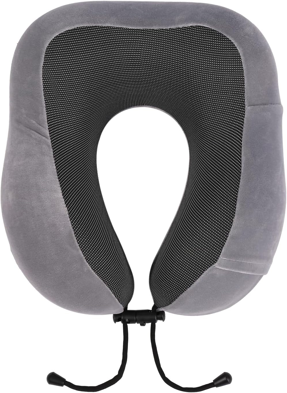 WELLGRO Nackenkissen-Set mit 3D-Schlafmaske und Ohrstöpseln – abnehmbarer Bezug – Memory-Schaum – Reißverschluss – inklusive Aufbewahrungstasche – Reisekissen – Farbe wählbar, Farbe: Grau. Orthopädische Halskissen von Naty Shop